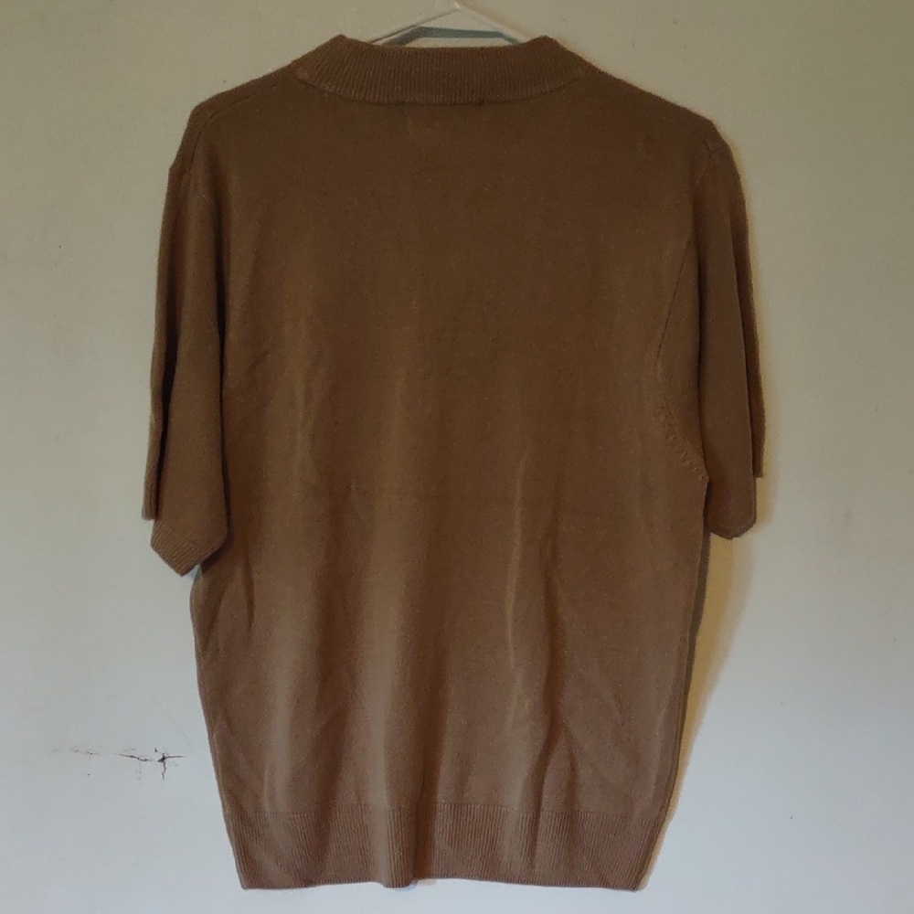 Sag Harbor Soft And Stretchy Tan Knit Top Large - Picture 4 of 4